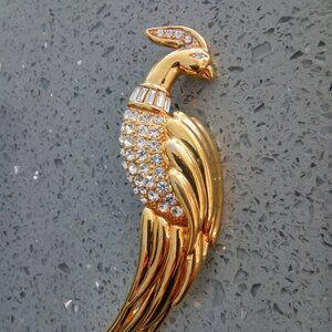 Vintage Statement Monet Rhinestone Peacock Bird Brooch